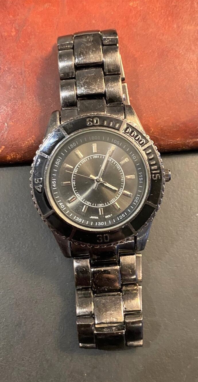 Unisex 40mm Gun Metal Tone watch, Locking Clasp